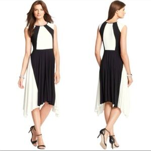 ANN TAYLOR black and ivory colorblock dress